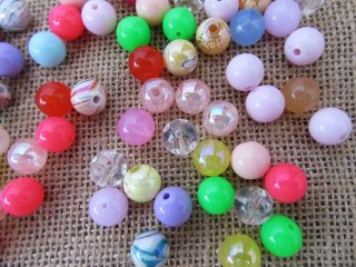 530Grams (550Pcs) Round Plastic Beads Assorted 12mm Dia.