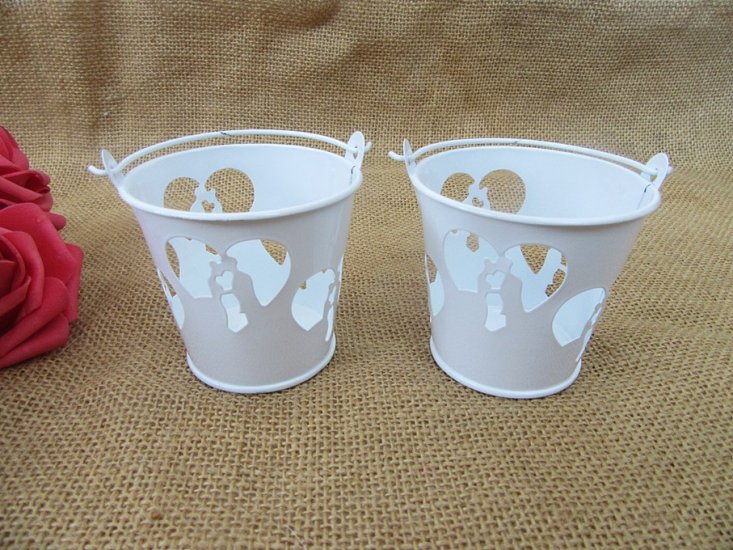 12Pcs White Lover Mini Bucket Wedding Bomboniere Favor - Click Image to Close