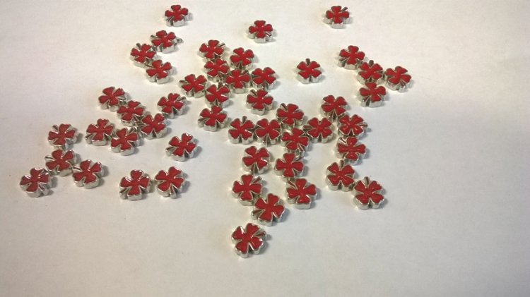 50 pcs RED FLOWER floating charm - Click Image to Close