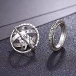 (image for) 3Sets Silver Rotatable Astronomical Ball Necklace Cosmic Ring Deformable Rotating Ring Necklace