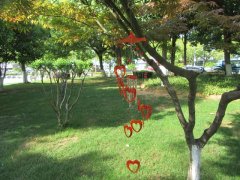 (image for) 4Pcs Red Heart Wind Chime with 4 Aluminum Pipes