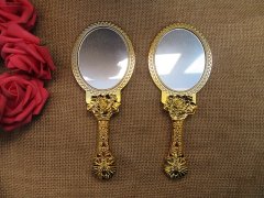 12Pcs Floral Repousse Vintage Mirror Oval Hand Held Makeup Mirro 12Pcs Floral Repousse Vintage Mirror Oval Hand Held Makeup Mirro