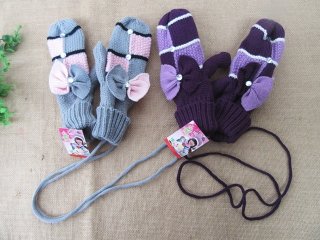 2Pairs Knitted Winter Protect Gloves Rope Full Finger Warm