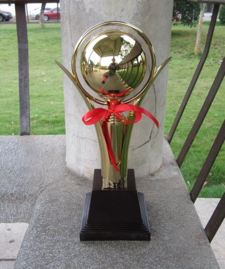 1Pc Golden Plated Trophy Cup Novelty Achievement Award 34cm High - Click Image to Close