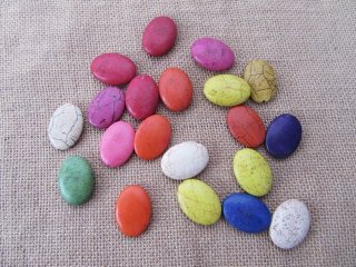 20Pcs Oval Gemstone Beads 34x25x7mm Mixed Color