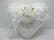 (image for) 1X White Heart Wedding Ring Pillow w/case under Rose