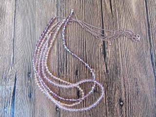 4Sets Fashion Glass Beaded Necklace with Matched Earring Pink