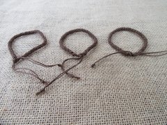 (image for) 4x12Pcs Handmade Hemp Knitted Drawstring Unfinished Bracelets 5m