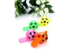 (image for) 100Pcs Funny Football Whistles with String Mixed Color