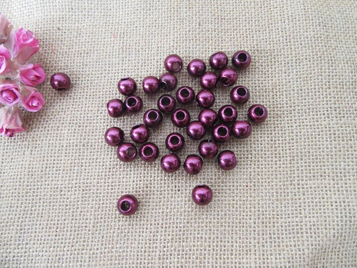 250g (400Pcs) Red Wine Simulate Pearl Beads Barrel Pony Beads - Click Image to Close