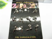 1Sheet X 12pcs Belly Navel Body Piercing with Heart Dangle er-b4