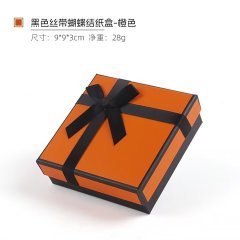 (image for) 12Pcs Delicate Orange Bow Tie Ring Necklace Earring Boxes 9x9cm Jewelry Gift Box