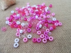(image for) 24Sheet x 170Pcs Pink Plastic Barrel Pony Beads Dreadlock Bead