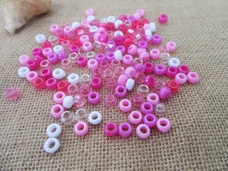 (image for) 24Sheet x 170Pcs Pink Plastic Barrel Pony Beads Dreadlock Bead