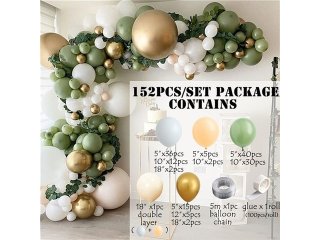 (image for) 1Set 152Pcs Green Balloon Garland Arch Kit Wedding Party Baby