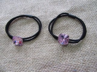 1Pc Pink Crystal Rhinestone Elastic Hair Ties Bands Scrunchies