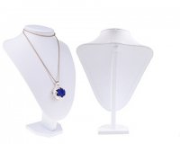 1X White Leatherette Necklace Display Bust Stand 29cm High
