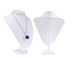 1X White Leatherette Necklace Display Bust Stand 29cm High