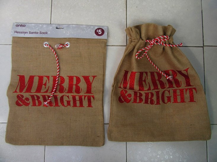 2Pcs Hemp Hessian Christmas Santa Sack Gift Storage Bag - Click Image to Close