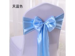 (image for) 10Pcs Blue Satin Sashes Chair Wider Bow Wedding Venue Banquet
