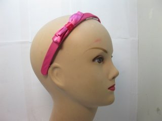 1x12pcs New Pink Hair Band with Attached Bowknot