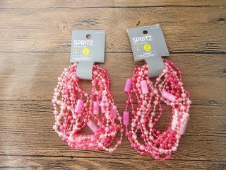5Pkts X 5Pcs (25Pcs) Pink Fuschia Beaded Necklace 36cm Long