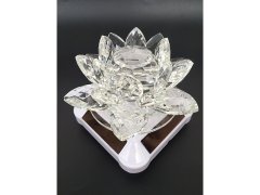 (image for) 1X Solar Power Light Up Clear Crystal Lotus Flower Art Deco