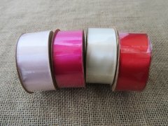 (image for) 12Rolls X 3Meter Pink Red Etc Satin Ribbon 25mm Mixed