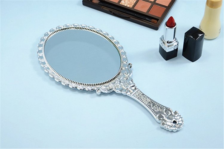 10Pcs Floral Repousse Vintage Mirror Oval Hand Held Makeup - Click Image to Close