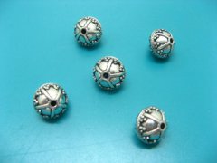 (image for) 100 Silver Carved Ball Spacer Beads Finding