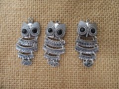 (image for) 20Pcs Alloy 3D Large Vivid Owl Beads Charms Pendants