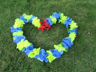 (image for) 12Pcs Yellow & Blue Hawaiian Dress Party Flower Leis/Lei 72cm