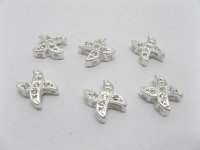 20 Jewelry finding Silver X-Shape Rhinestone Clasps