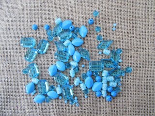 12Packets X 48Pcs Blue Beads for Jewellery Making Assorted