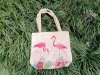 1Pc Flamingo Hemp Shopping Bag Handbag Shoulder Bag Grocery Bag