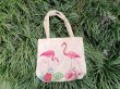 (image for) 1Pc Flamingo Hemp Shopping Bag Handbag Shoulder Bag Grocery Bag