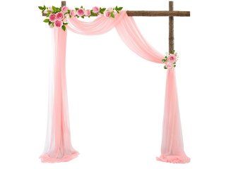 1Pc Pink Wedding Arch Chiffon Backdrop Curtain Drapes Background