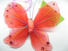 (image for) 25 Beautiful Red Butterfly Gossamer Craft Embellishments