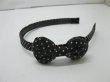 (image for) 1x12Pcs Black Dotted Hairband with Bowknot 1.4cm wide