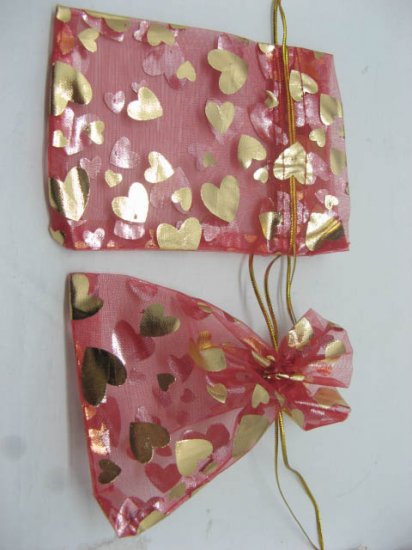 100X Red Drawstring Jewelry Gift Pouches 9x12cm - Click Image to Close
