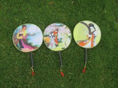 (image for) 10Pcs Chinese Silk Hand fan with Beauty Painting on depict Assor
