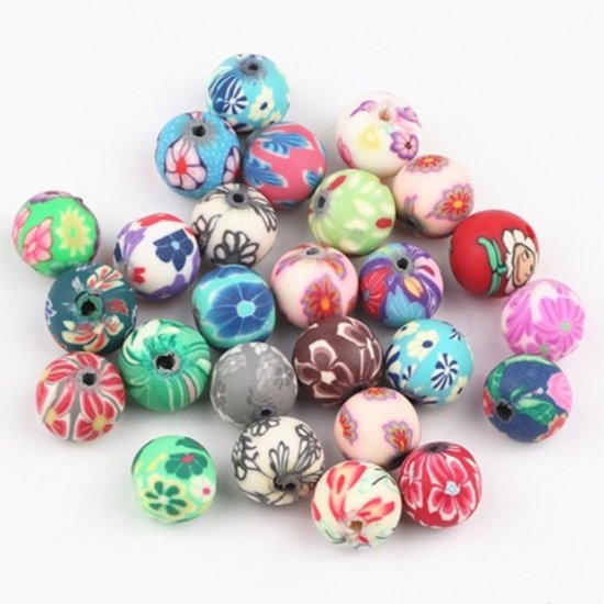 200 Fancy 12mm Polymer Clay Beads Finding Mixed - Click Image to Close
