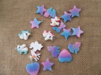 100Pcs Unicorn Pony Star Bowknot Beads Pendants for Craft Scrapb
