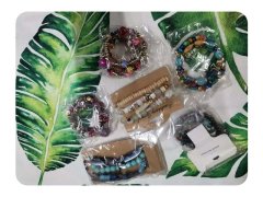 (image for) 6Sheets Fashion Elastic Drawstring Gemstone Wooden Beaded Bracel