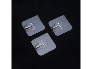 50Pcs Clear Self-Adhesive Sticky Hooks Holder Wall Door Hanging