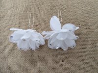 24Pcs Wedding Bride Bridal Bridemaid Flower Hair Bobby Pin - Whi