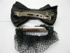 12Pcs Black Bowknot Hairclip with Hair Bun Net
