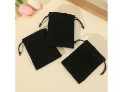 (image for) 100Pcs Black Velvet Drawstring Gift Jewelry Pouches 7x5cm