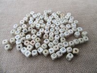 200g (Approx 440Pcs) Wooden Cube Alphabet Letter Beads 10x10mm