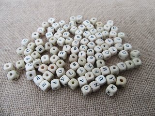 200g (Approx 440Pcs) Wooden Cube Alphabet Letter Beads 10x10mm